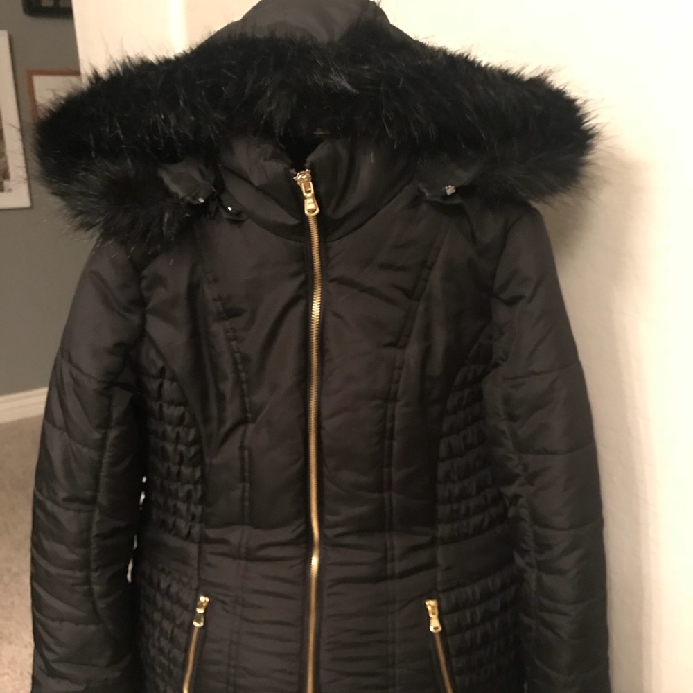 Attention black puffer jacket